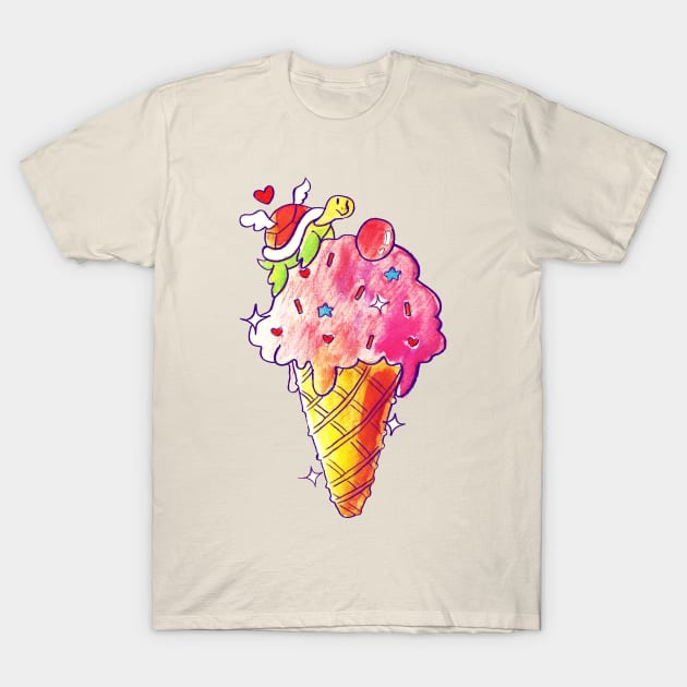 Winged Icecream Turtle T-Shirt by saradaboru